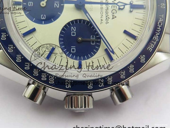 0111 Speedmaster SS Snoopy Apollo OMF Best Edition White Dial on SS Flat link Bracelet Venus Trendy 7882